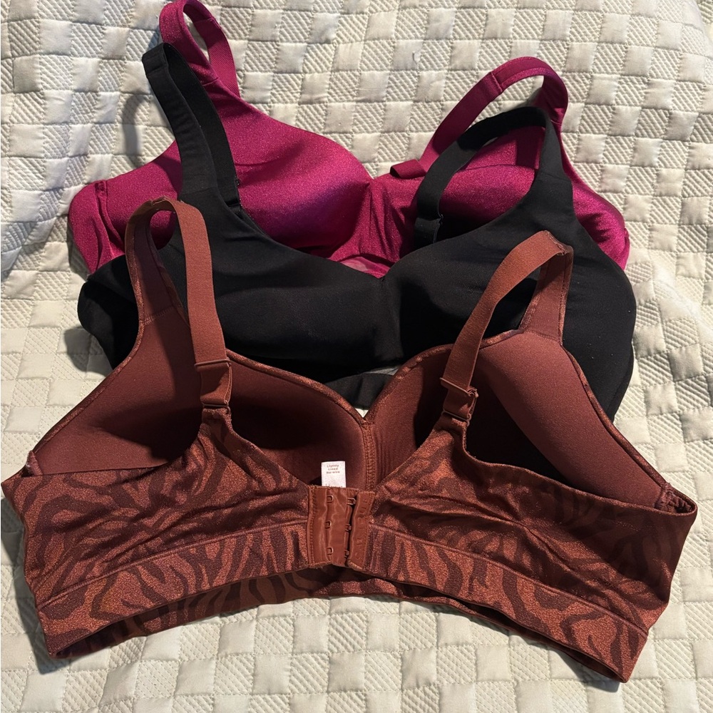 Cacique Black, Pink, and Brown Bra Set of 3 Lane Bryant 42C - Picture 2 of 3